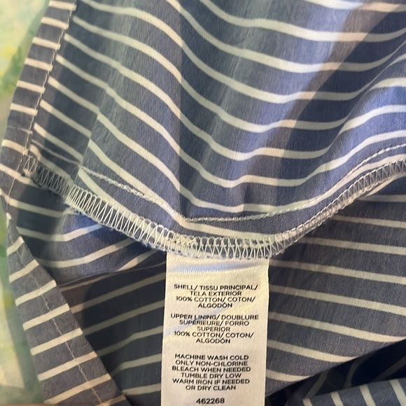 LOFT | Striped Spaghetti Strap Blue & White Maxi Dress Size Large Classic Cotton - Picture 11 of 11